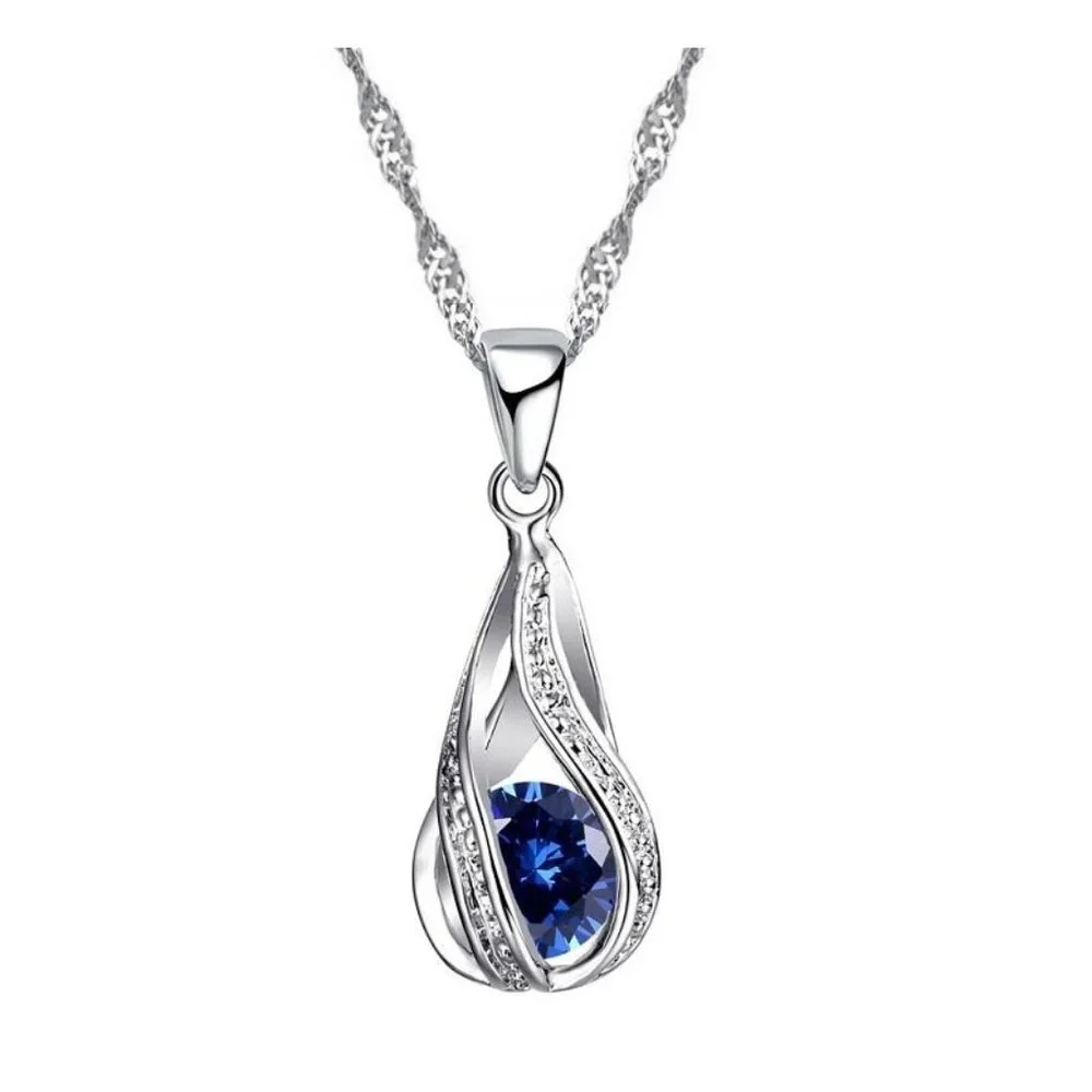 🌟 925 Sterling Silver Necklace And Earrings Set Tear Drop Cute Top - Picture 3 of 3